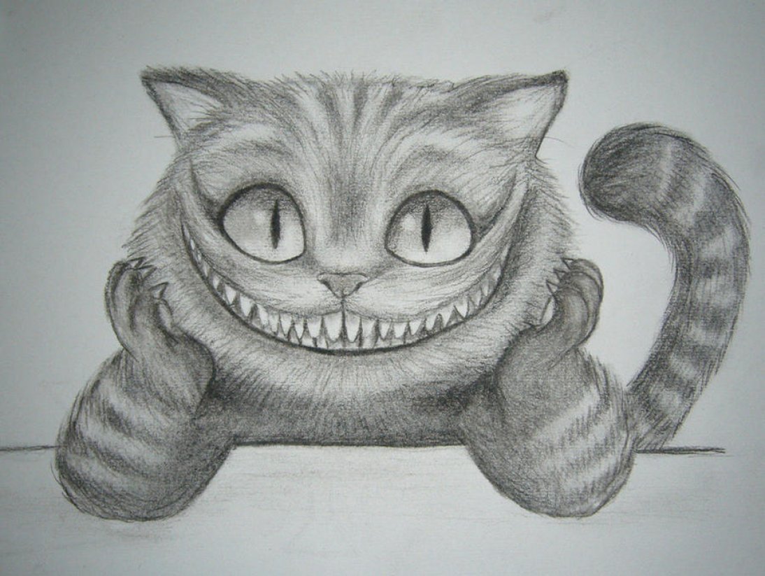 Чеширский кот из Алисы в стране чудес карандашом