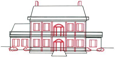 Поэтапное рисование усадьбы