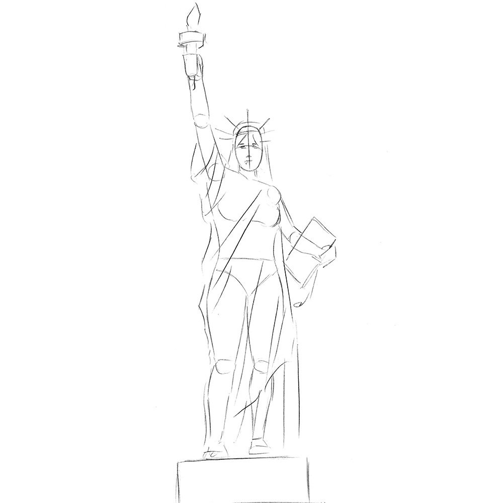 Как нарисовать статую человека