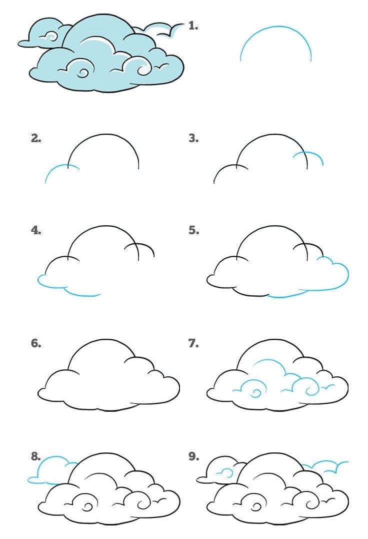 Как рисовать облака поэтапно