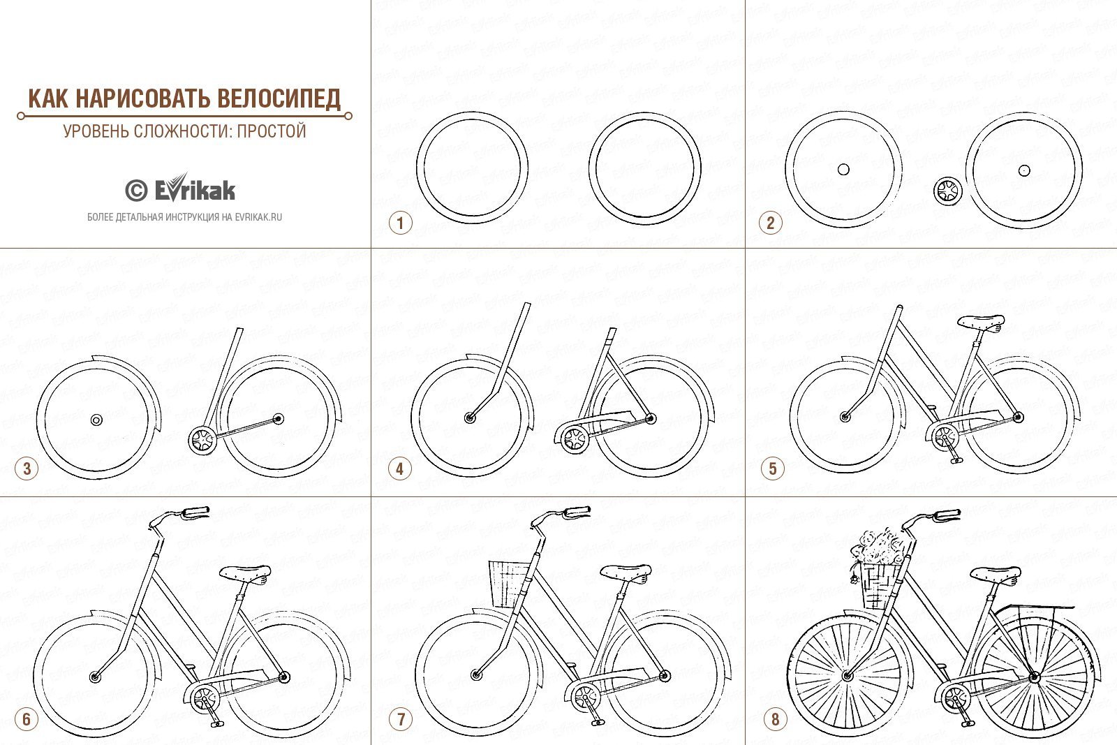 Поэтапное рисование велосипеда