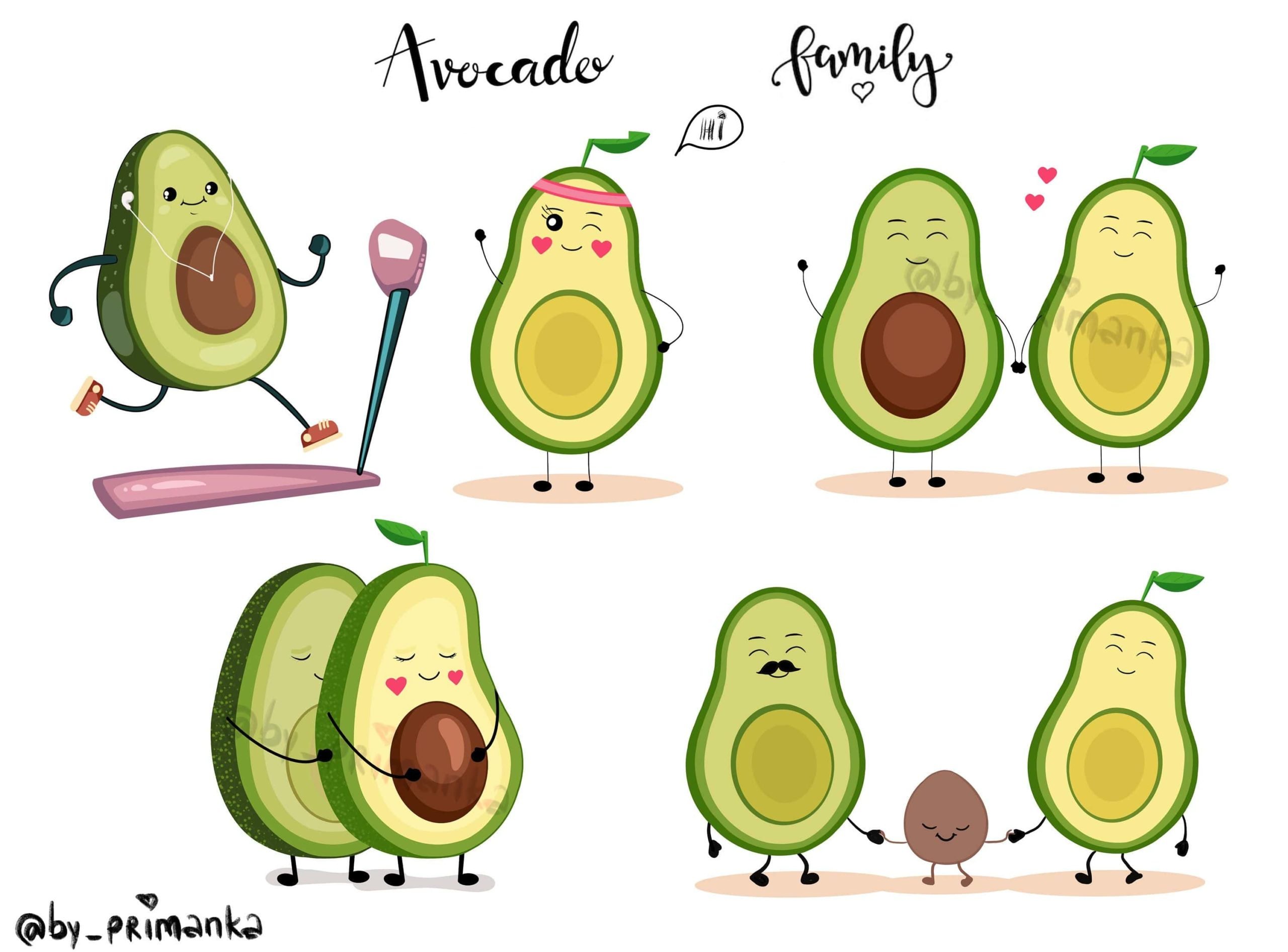 Разные рисунки авокадо