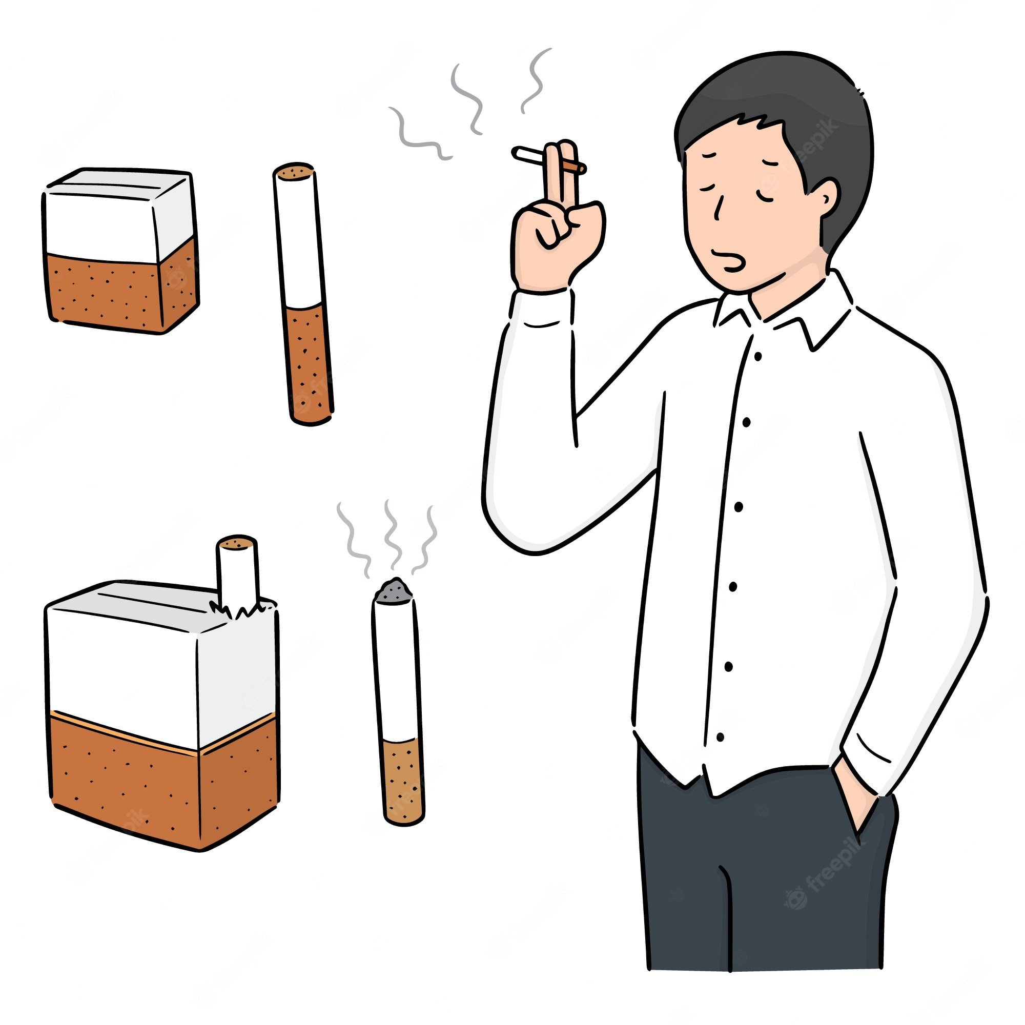 Человек курит рисованный