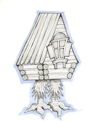 Избушка на курьих ножках раскраска