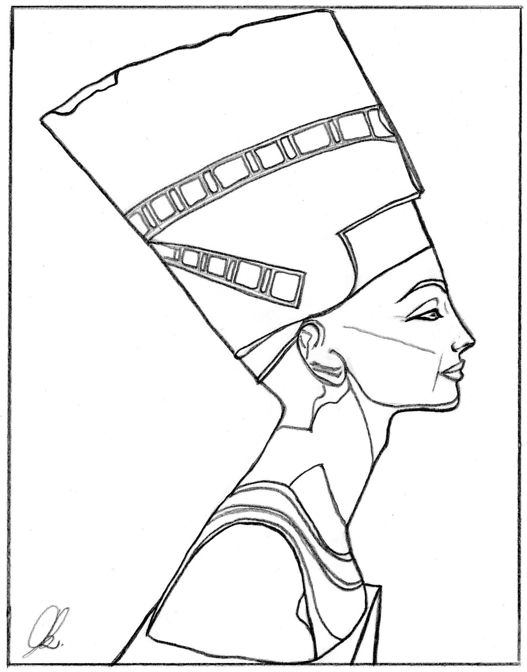 Нефертити царица Египта нарисовать
