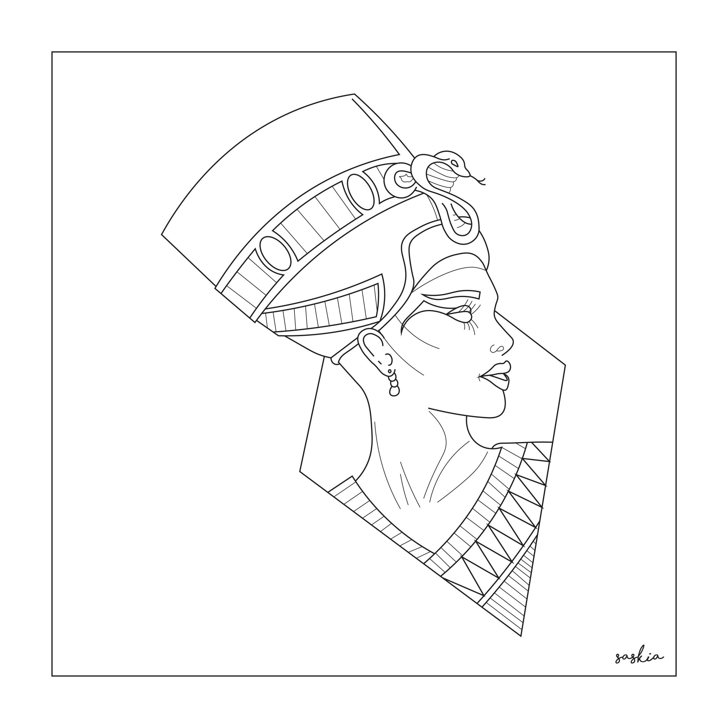 Нефертити царица Египта карандашом