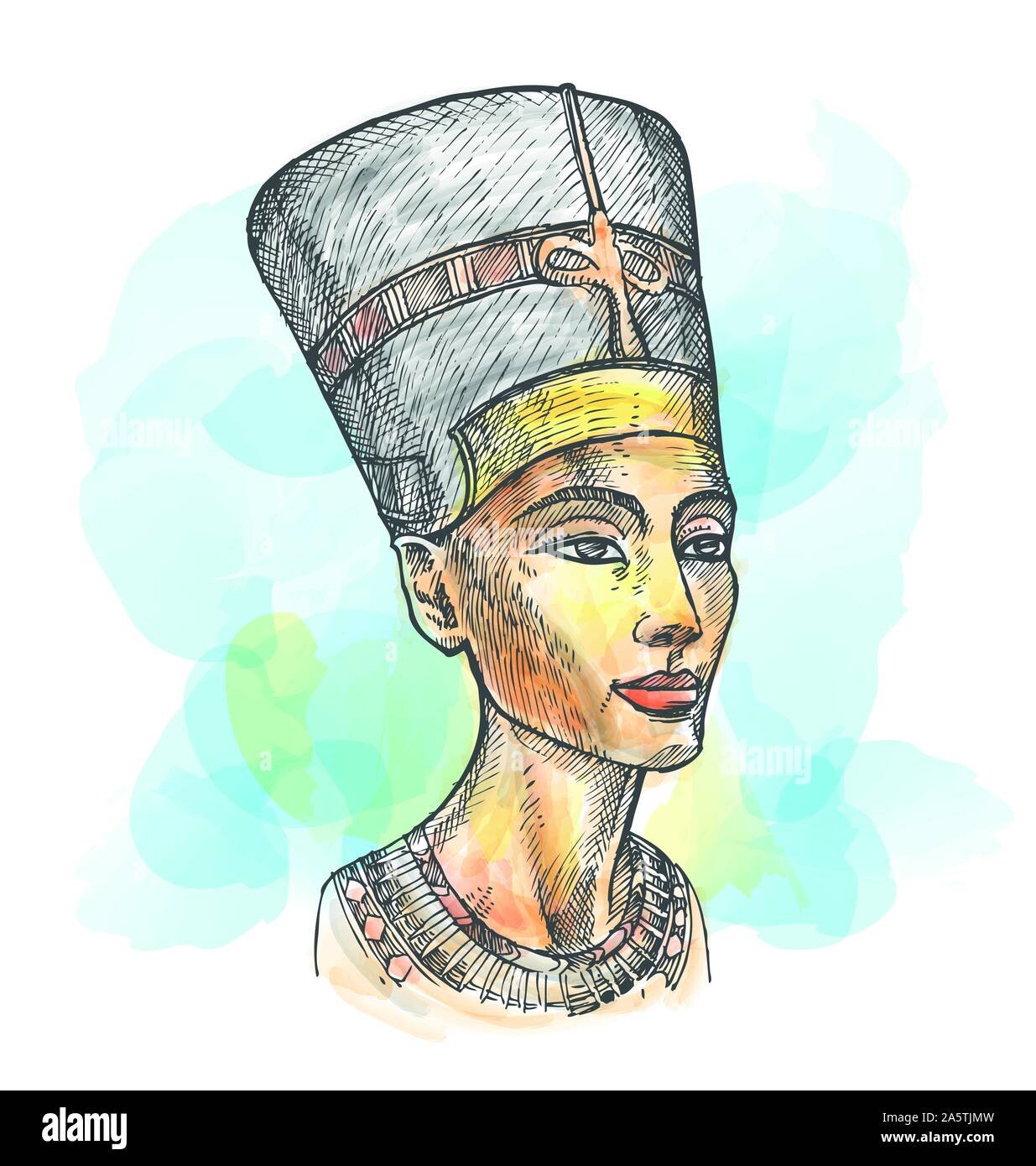 Бюст Нефертити рисунок