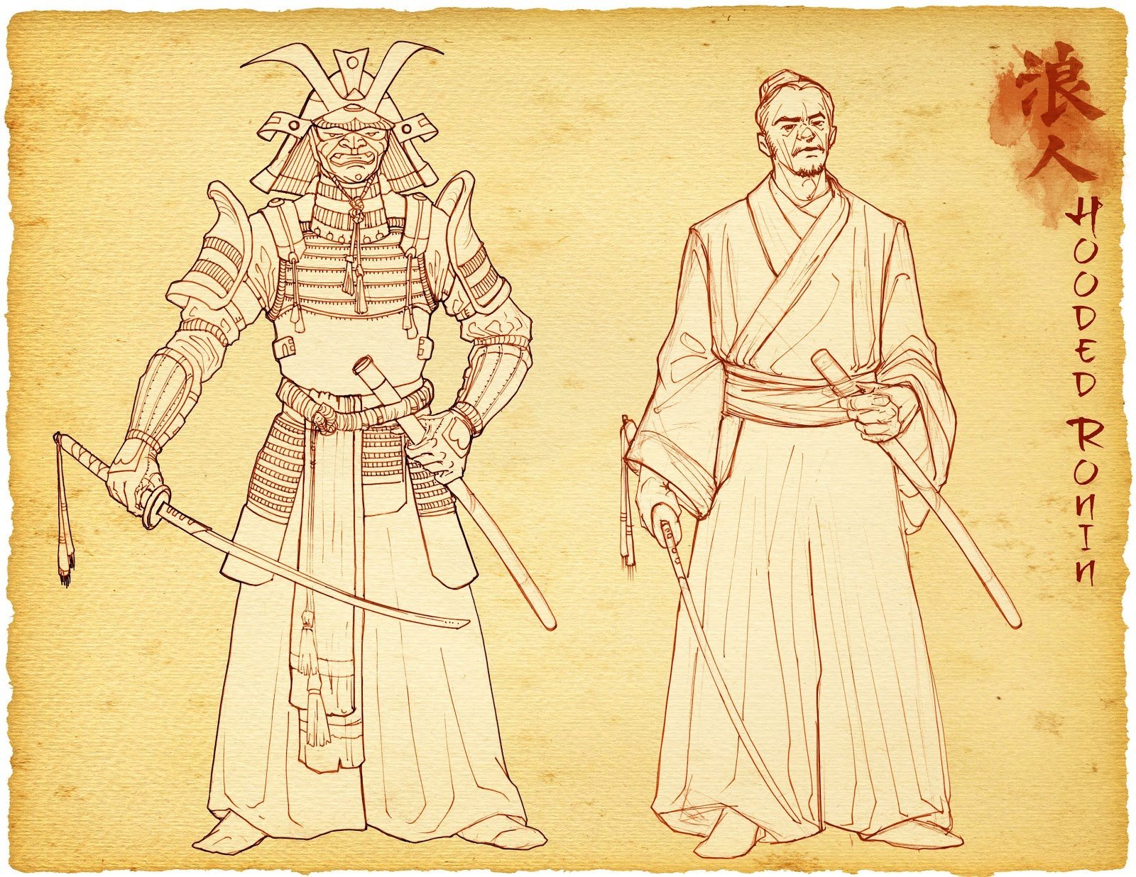 Рисование костюма самурая