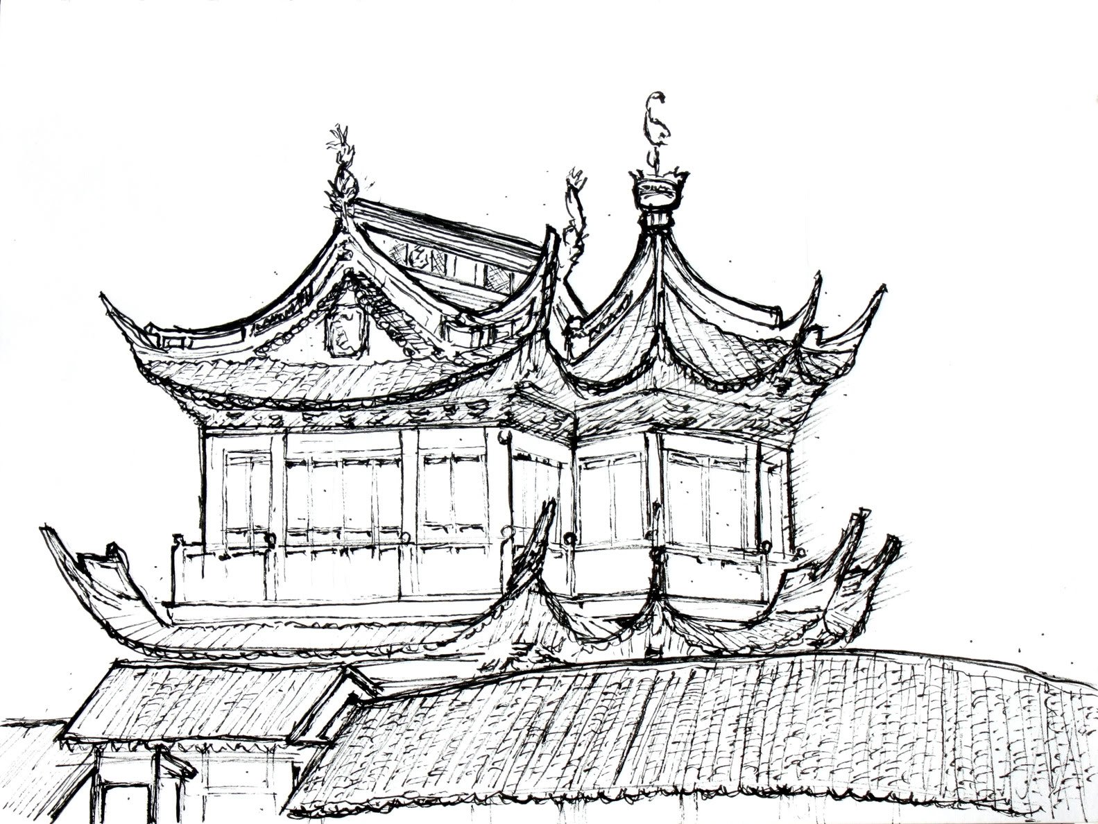Архитектура Китая карандашом
