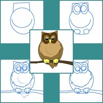Уроки рисования для детей 4-5 Сова