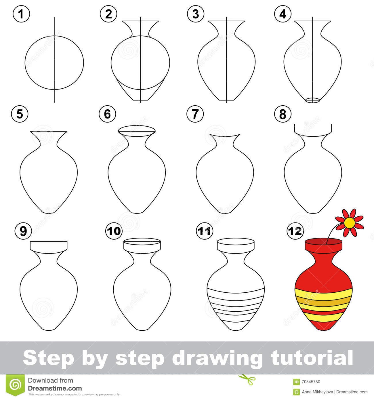 Этапы рисования вазы