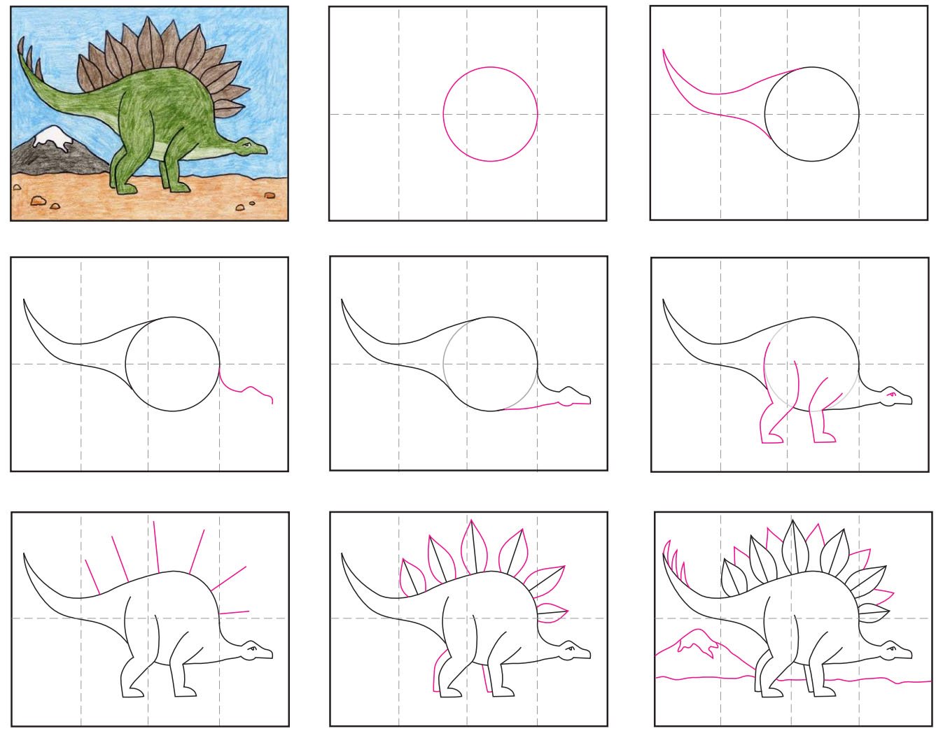 Нарисовать динозавра для детей поэтапно карандашом
