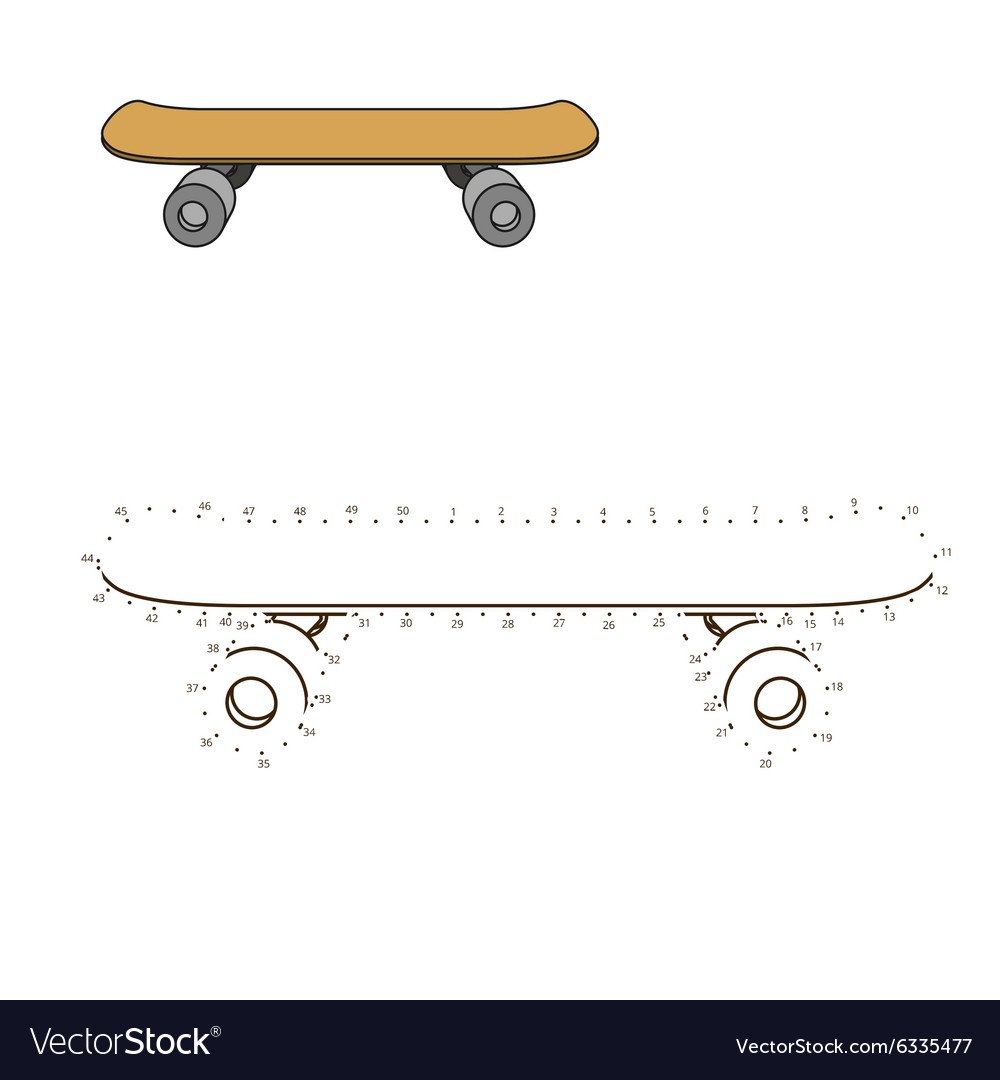 Рисунок скейтборда с разных сторон спереди