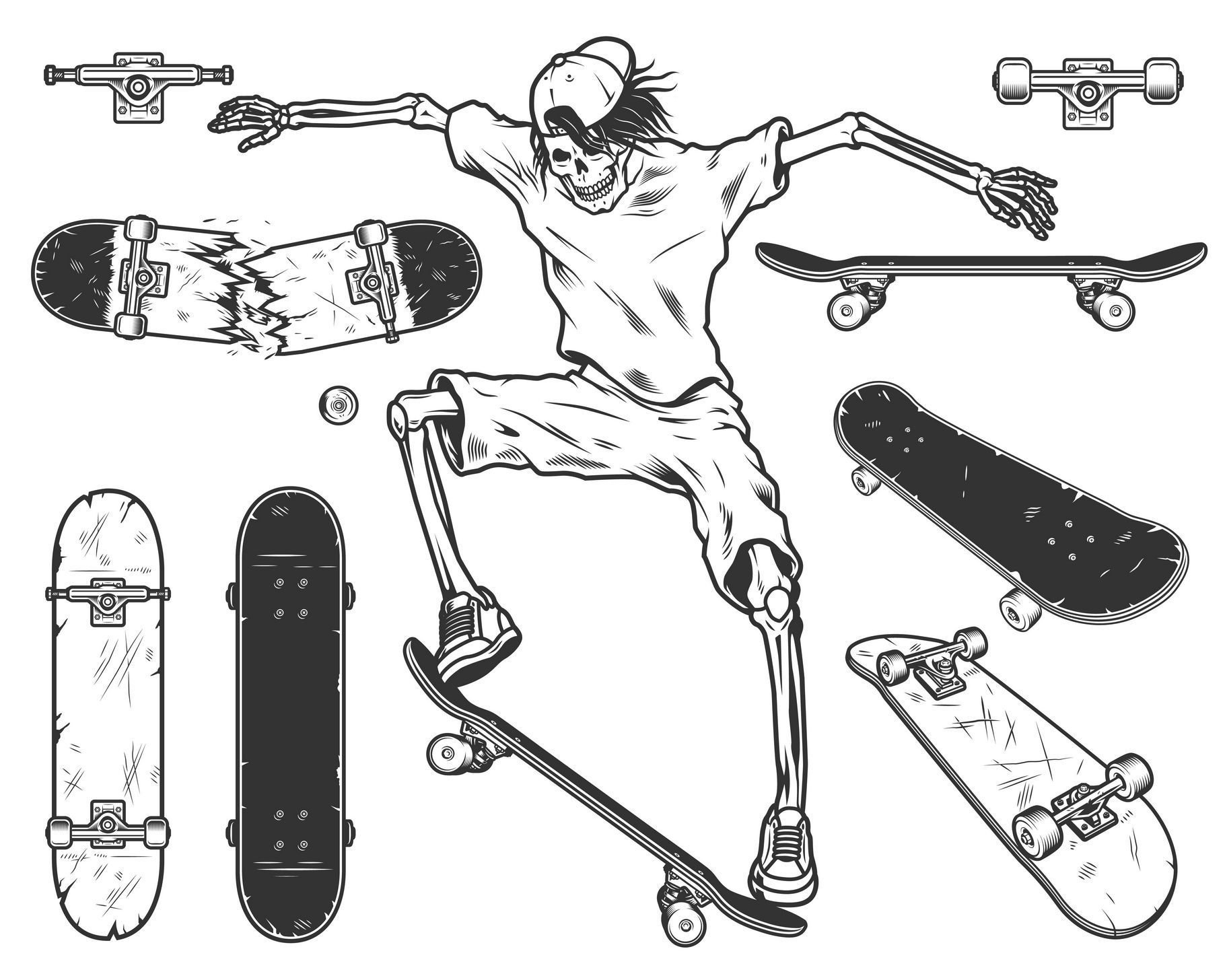 Позы со скейтом для рисования