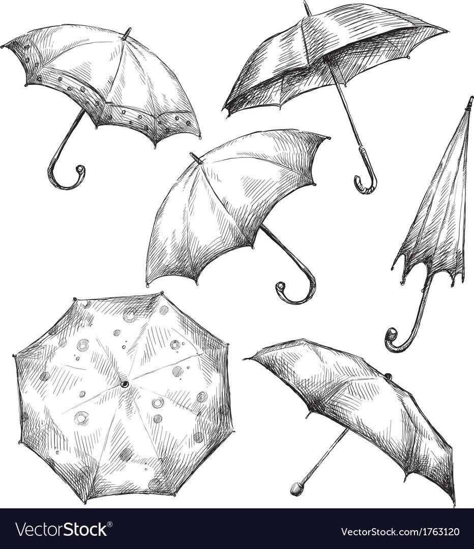 Зонтик рисунок карандашом