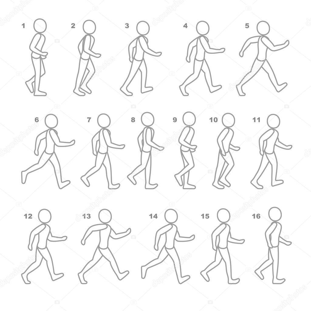 Схематичное изображение человека в движении