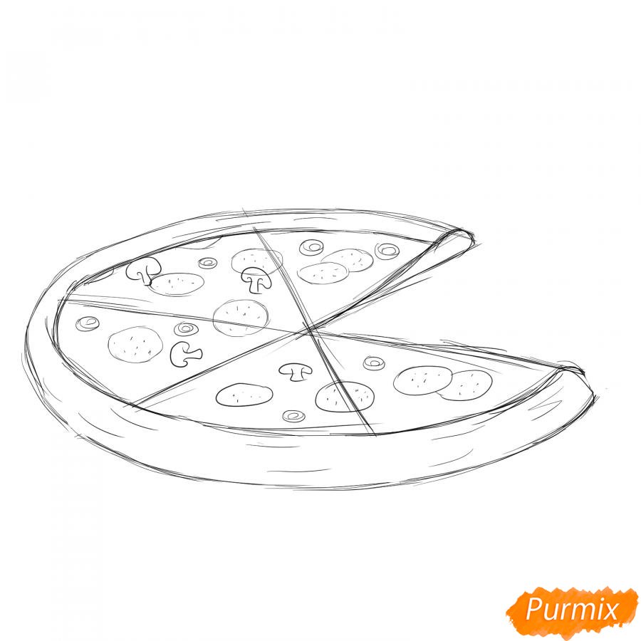 Пицца рисунок поэтапно