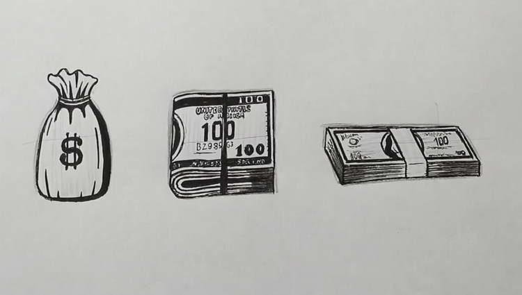 Деньги рисунок для срисовки