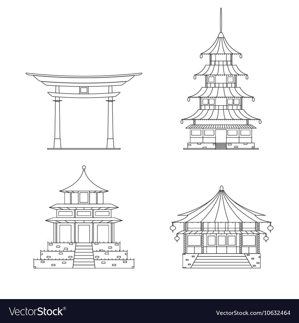 Азиатская архитектура вектор