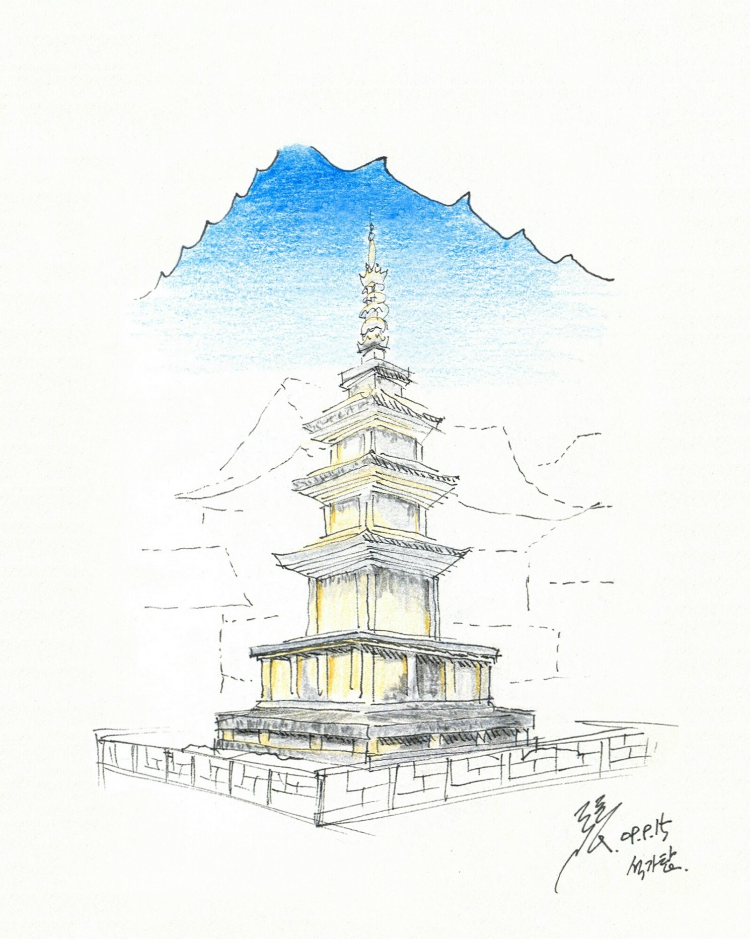 Японская пагода рисунок