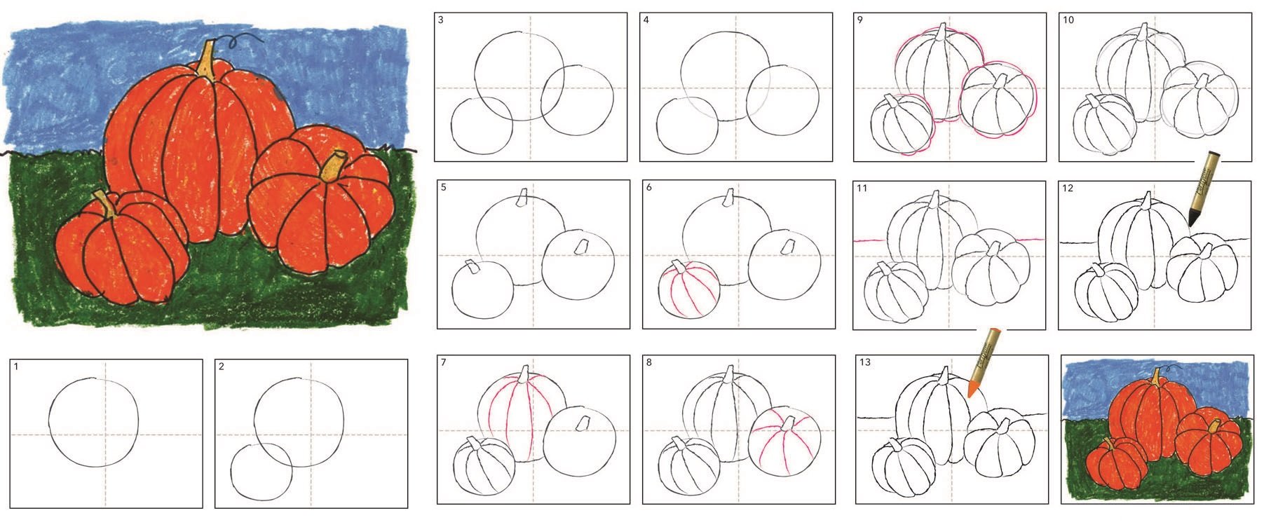 Схемы рисования фруктов для детей