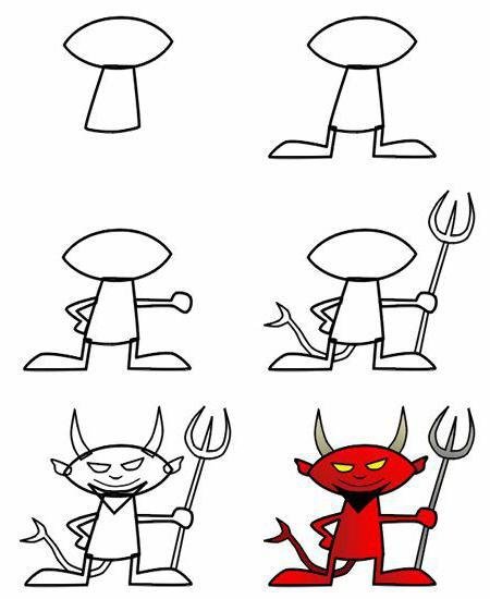 Как нарисовать дьявола карандашом поэтапно