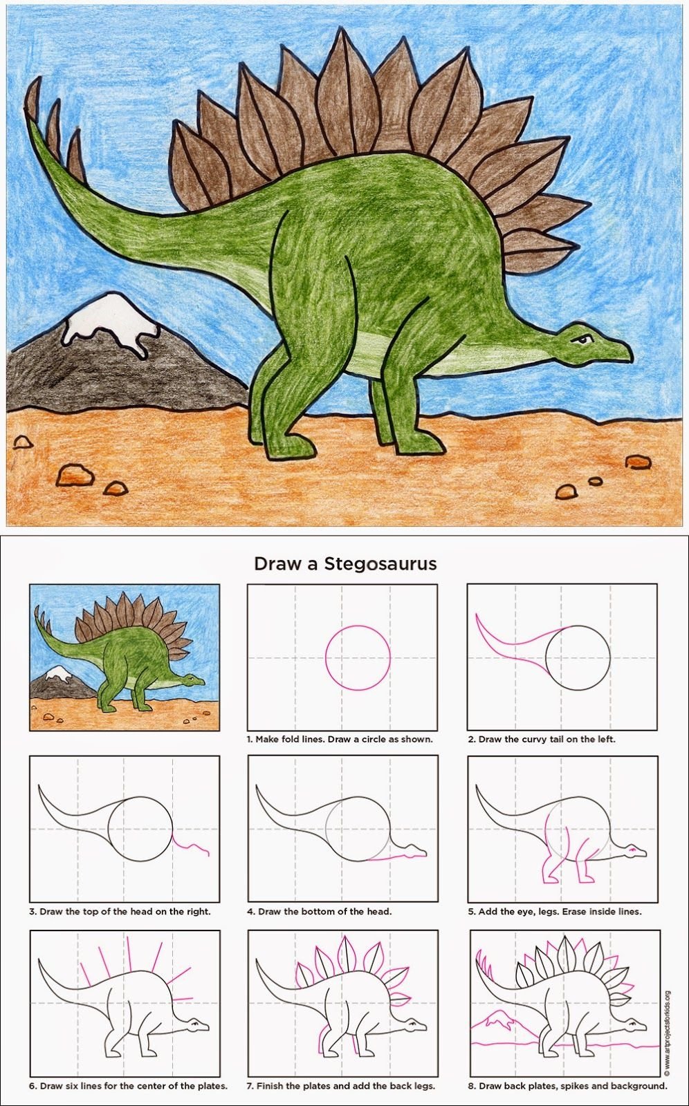 Рисуем динозавра с детьми