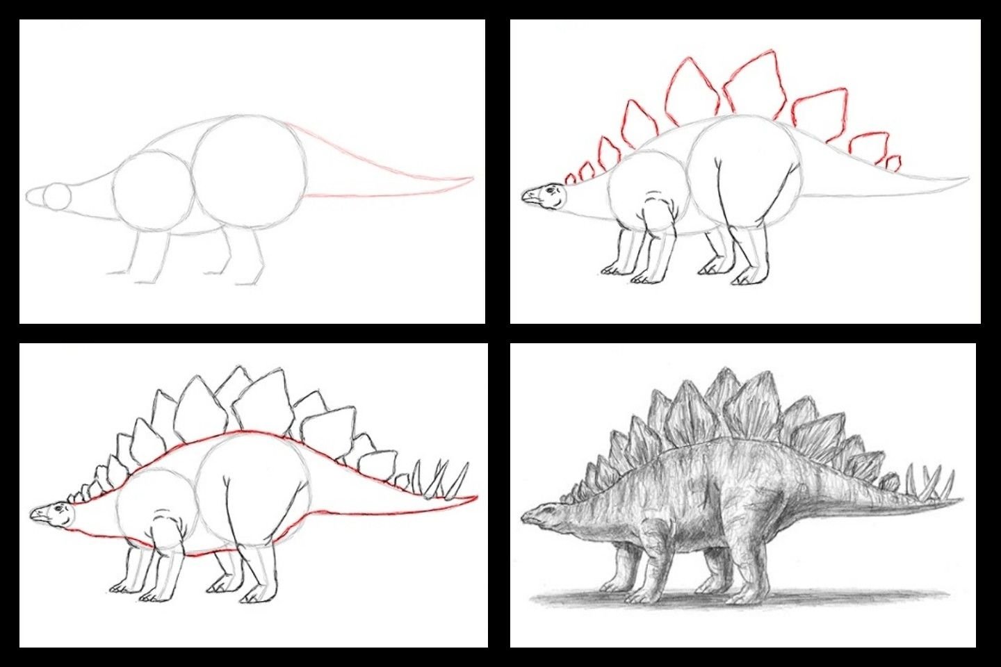 Динозавр пошаговое рисование для детей