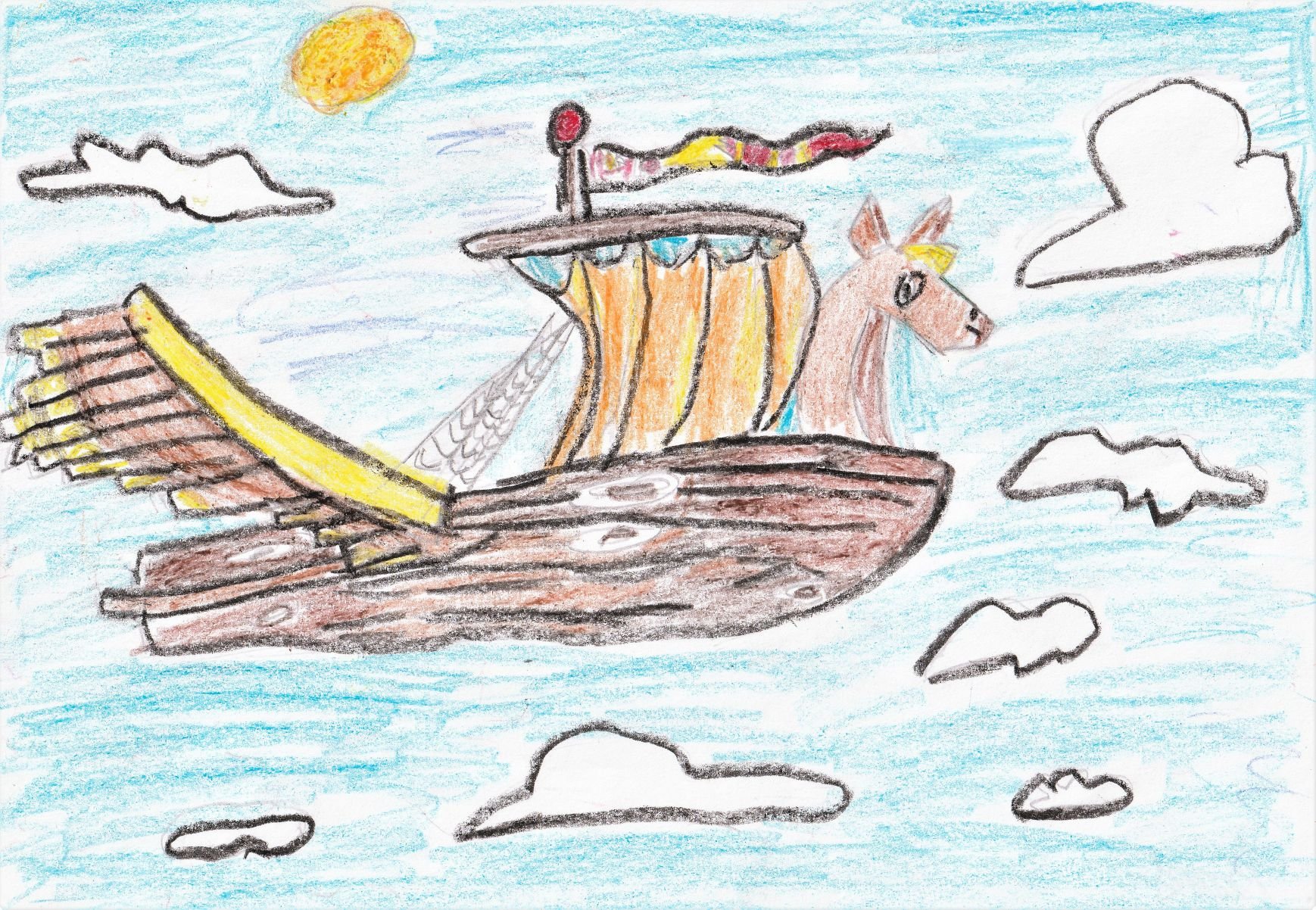 Летучий корабль рисунок к сказке детский