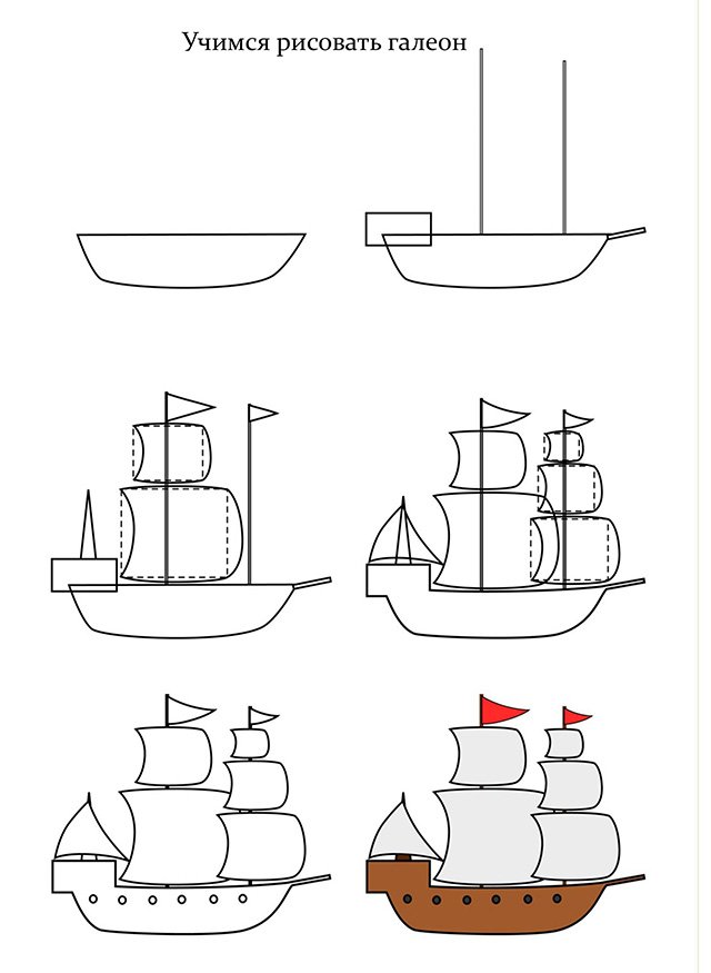 Рисовать корабль фото