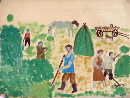 Рисунки детские на тему сенокос