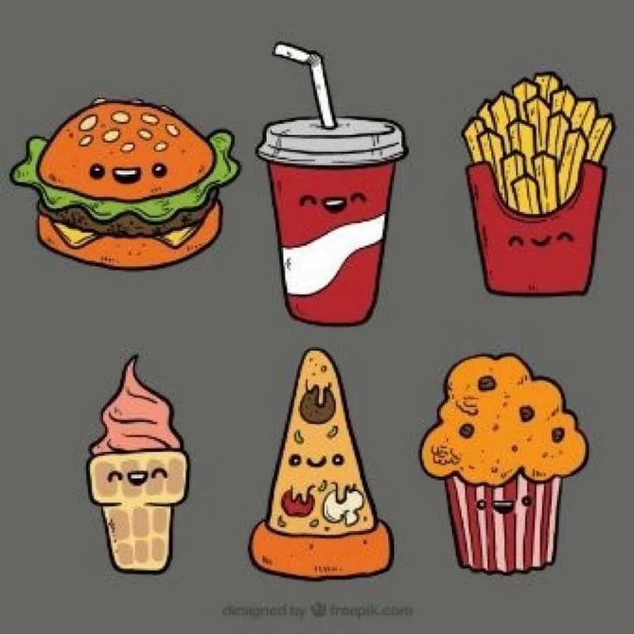 Простые рисунки еды