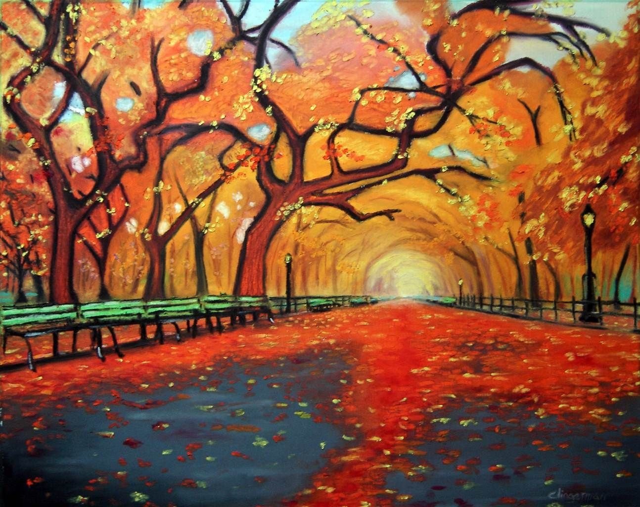 Осенний парк пастелью