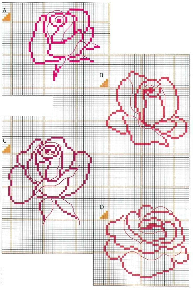 Розы крестиком простые схемы