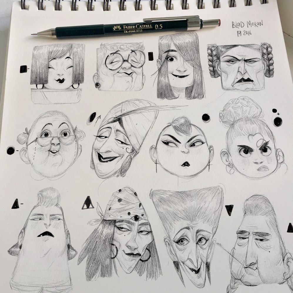 Стиль рисования персонажей скетчбук
