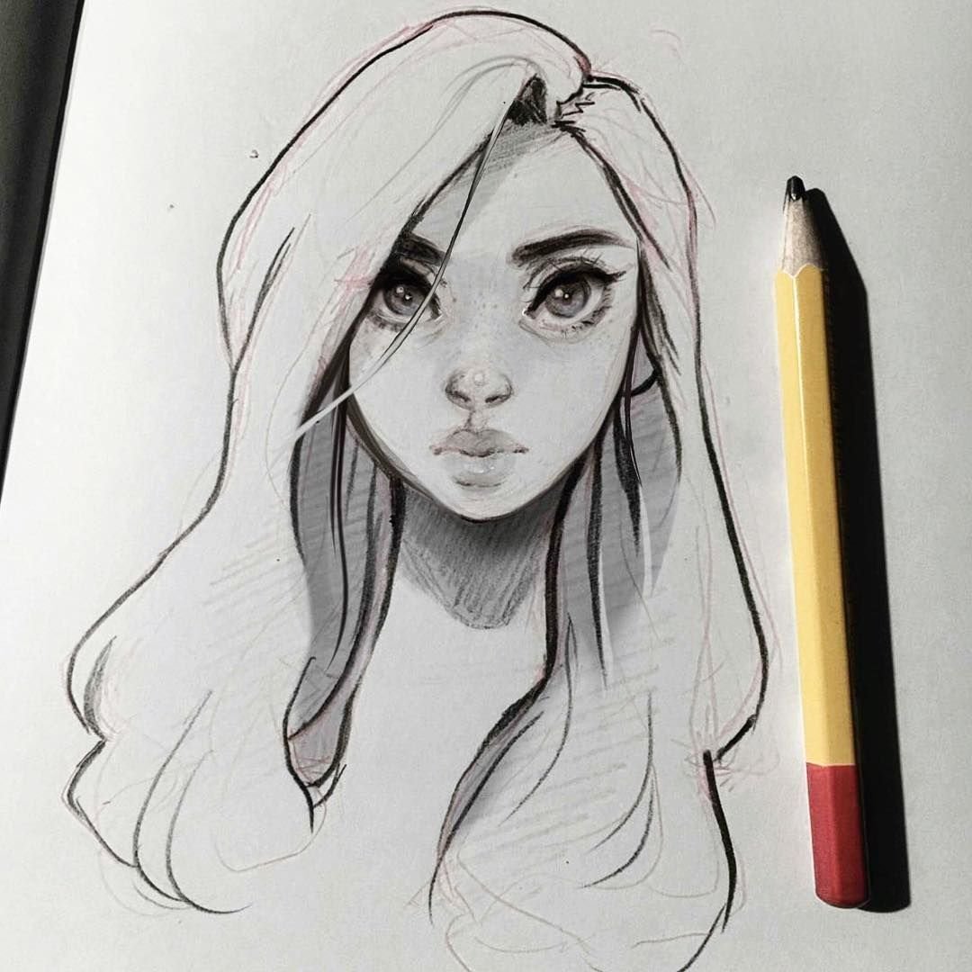 Девушка рисунок карандашом для срисовки легкие для начинающих