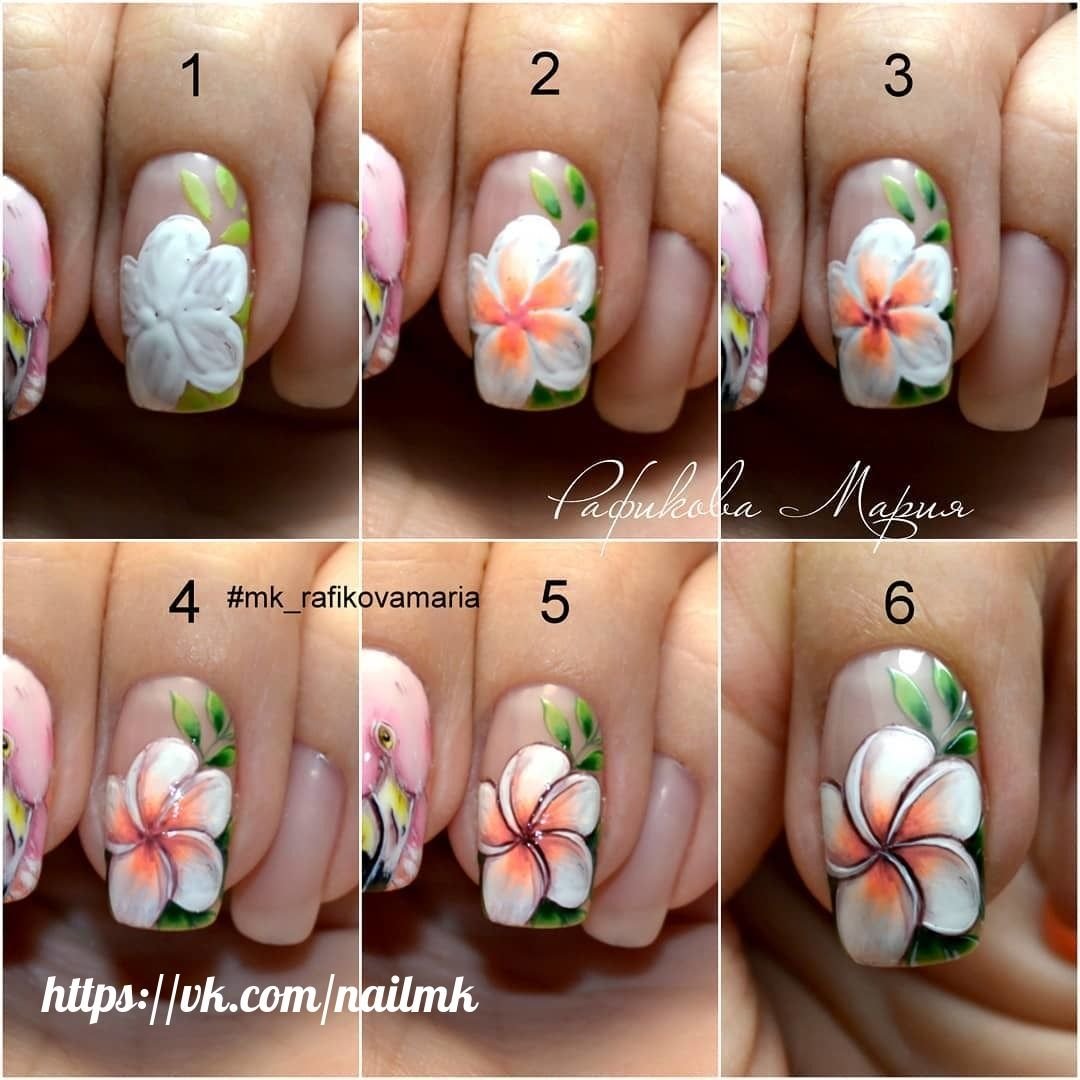 Цветы на ногтях мастер класс