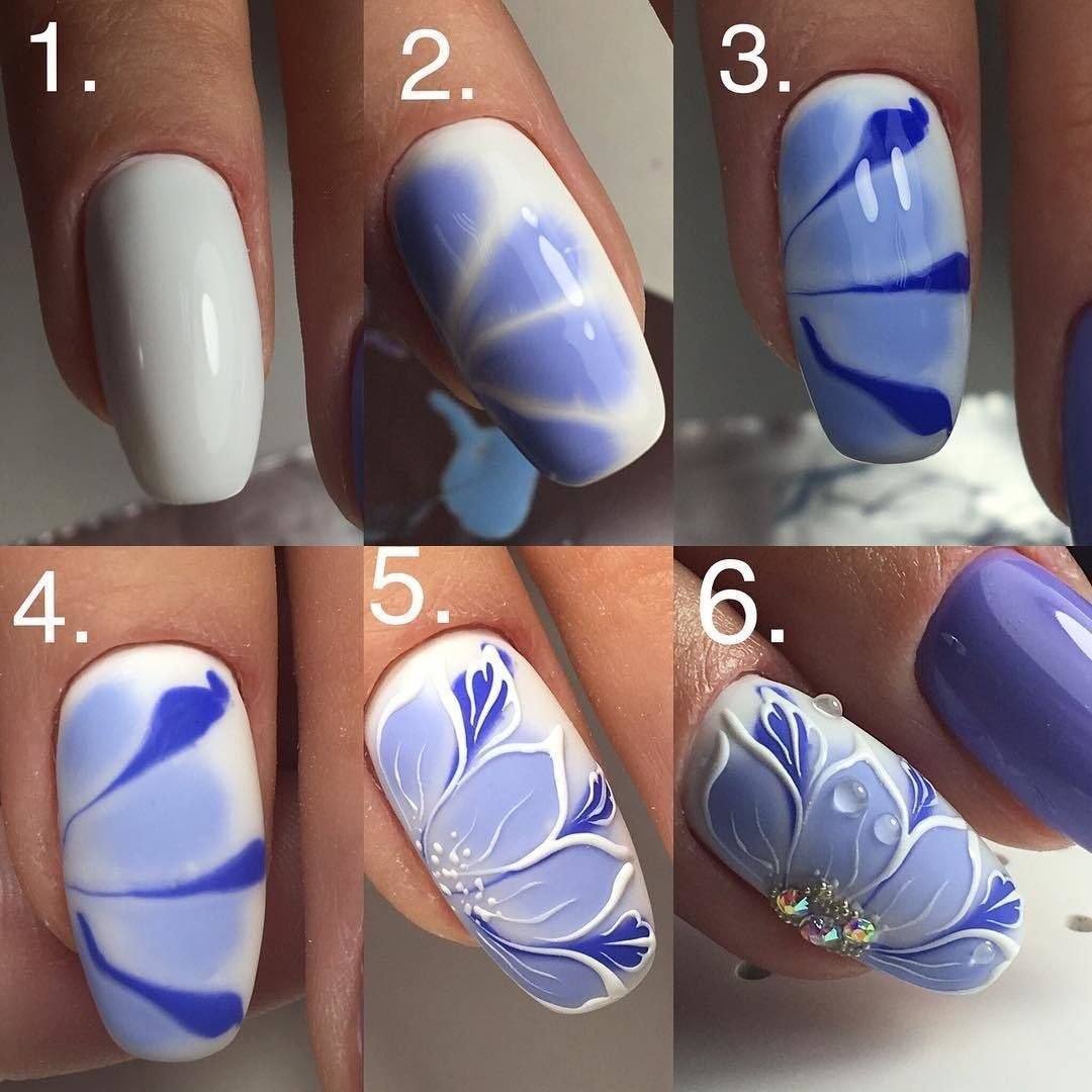Рисование цветов на ногтях