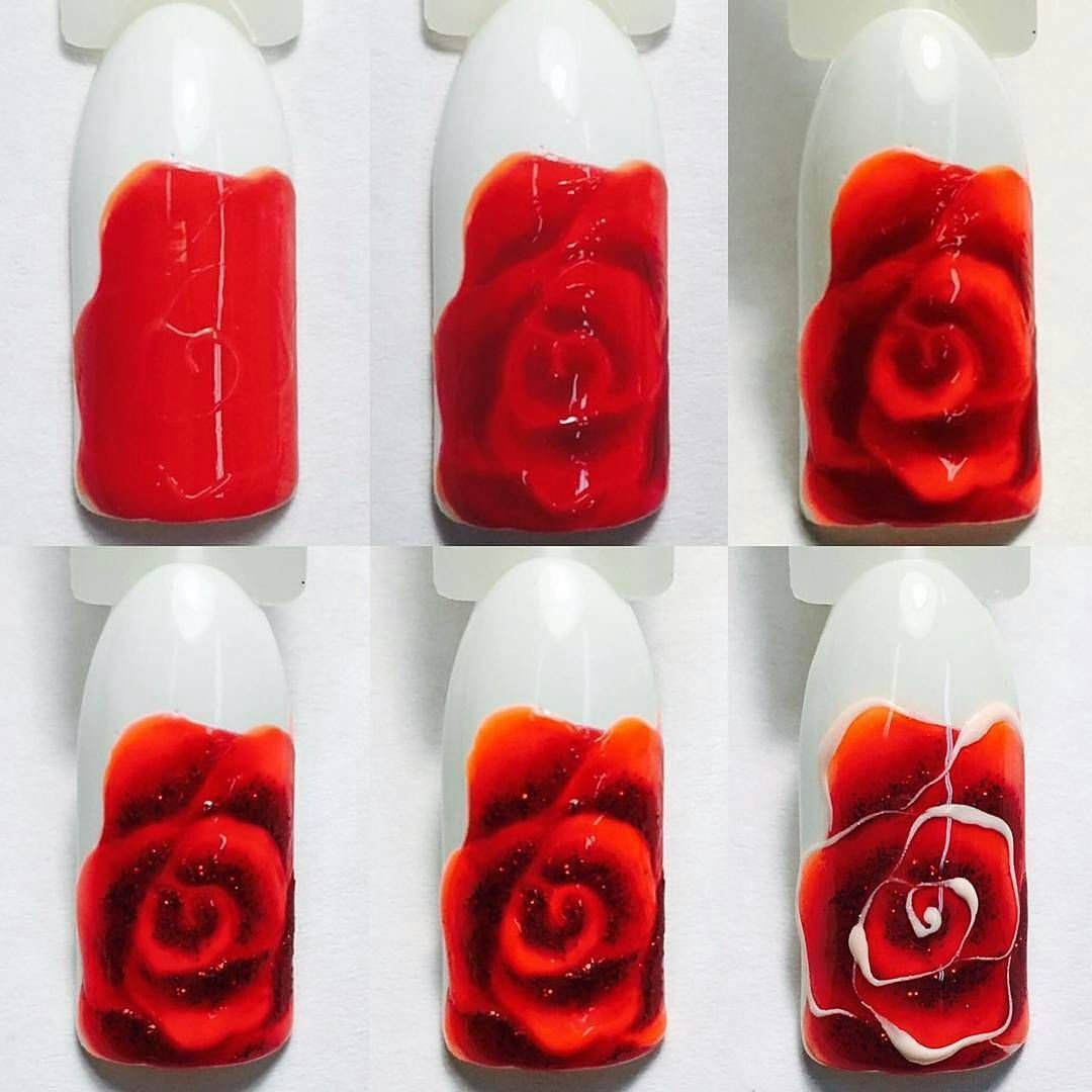 Роза на ногтях
