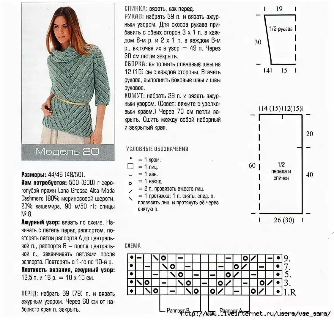 Описание Вязания Модного Джемпера Для Женщин