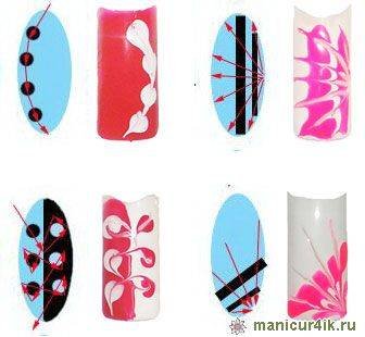 Узоры иголкой на ногтях пошагово