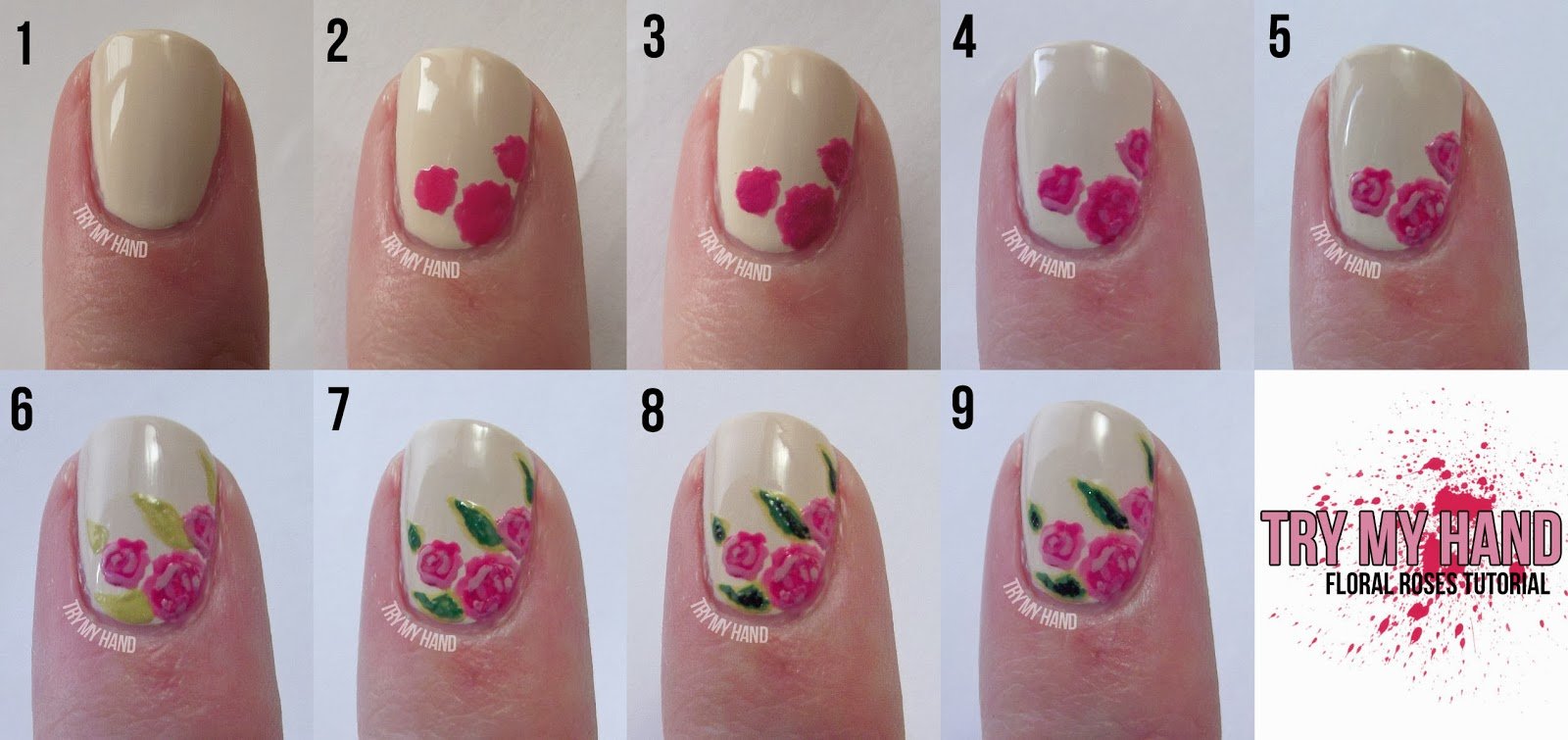Рисование роз на ногтях