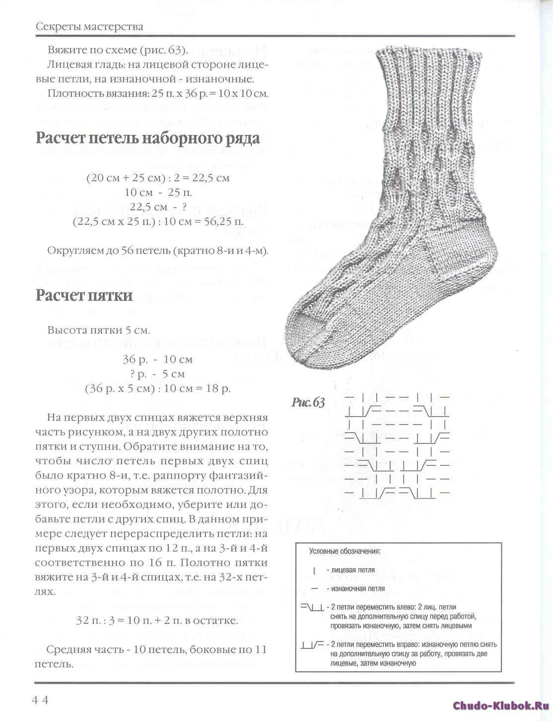 Мужские носки спицами описание пошагово