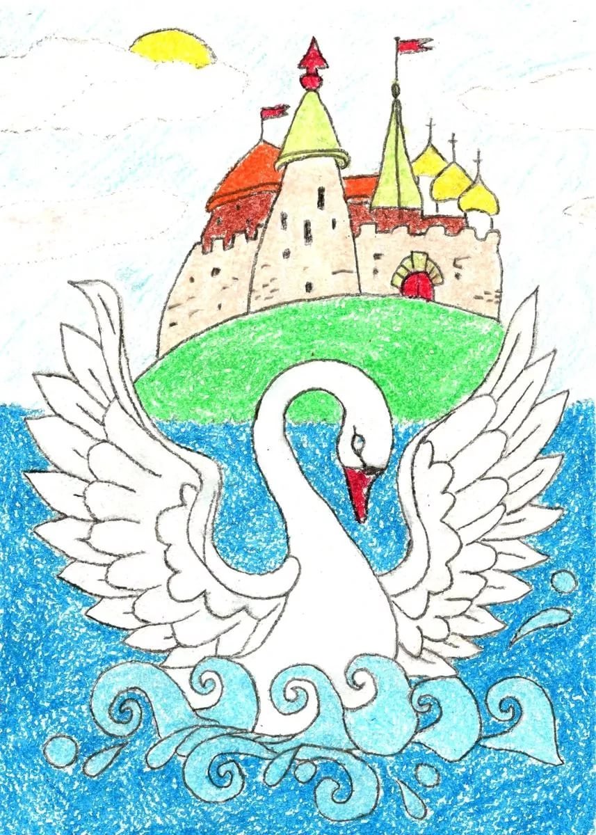 Замок из сказки о царе салтане рисунок