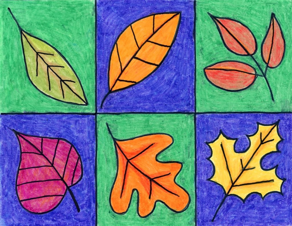 Поэтапное рисование осенних листьев