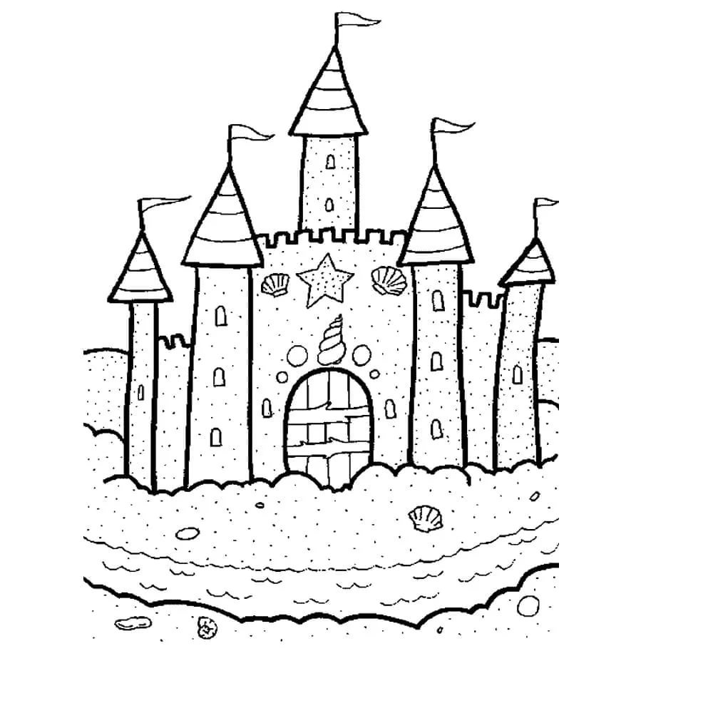 Рыцарский замок раскраска для детей