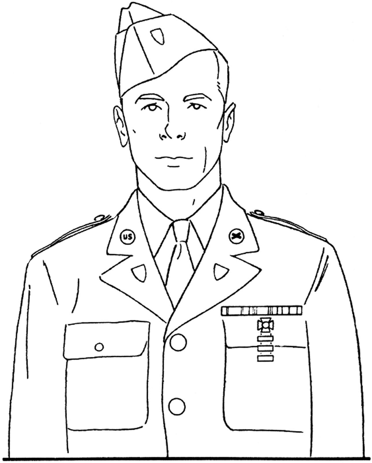 Портрет солдата раскраска для детей