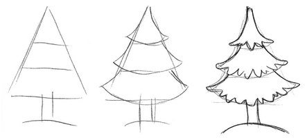 Елка рисунок для начинающих (47 фото)