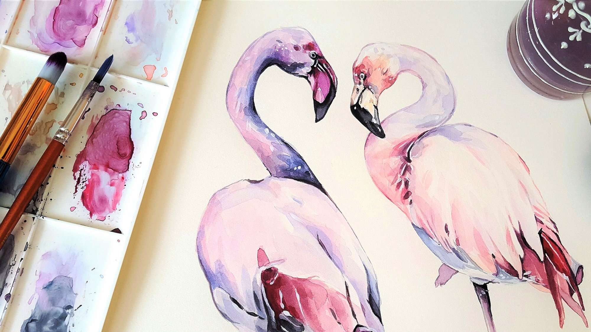 Фламинго рисунок поэтапно пастелью