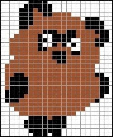 Винни пух по клеточкам в тетради